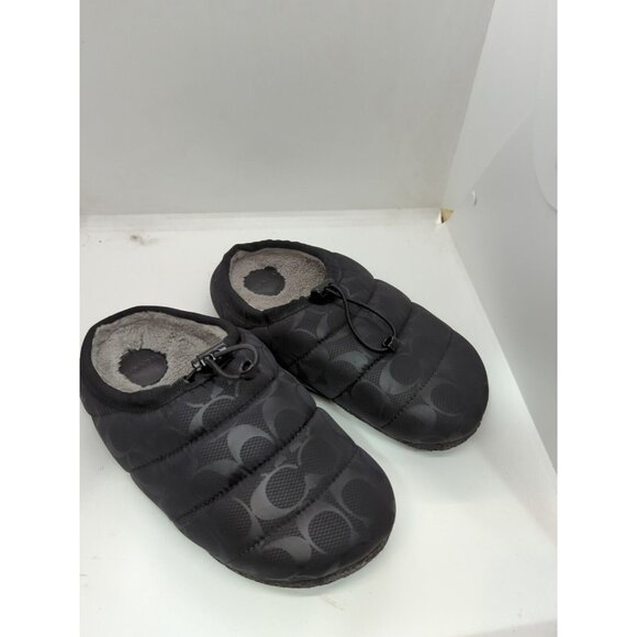 Coach Women's Slippers Black Rachelle Monogram Quilted Puffer Nylon Size 6.5 - Picture 3 of 8